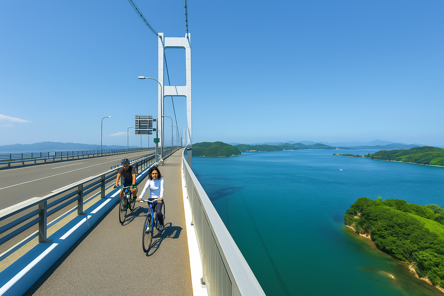 Autopista Shimanami Kaidō sobre el mar