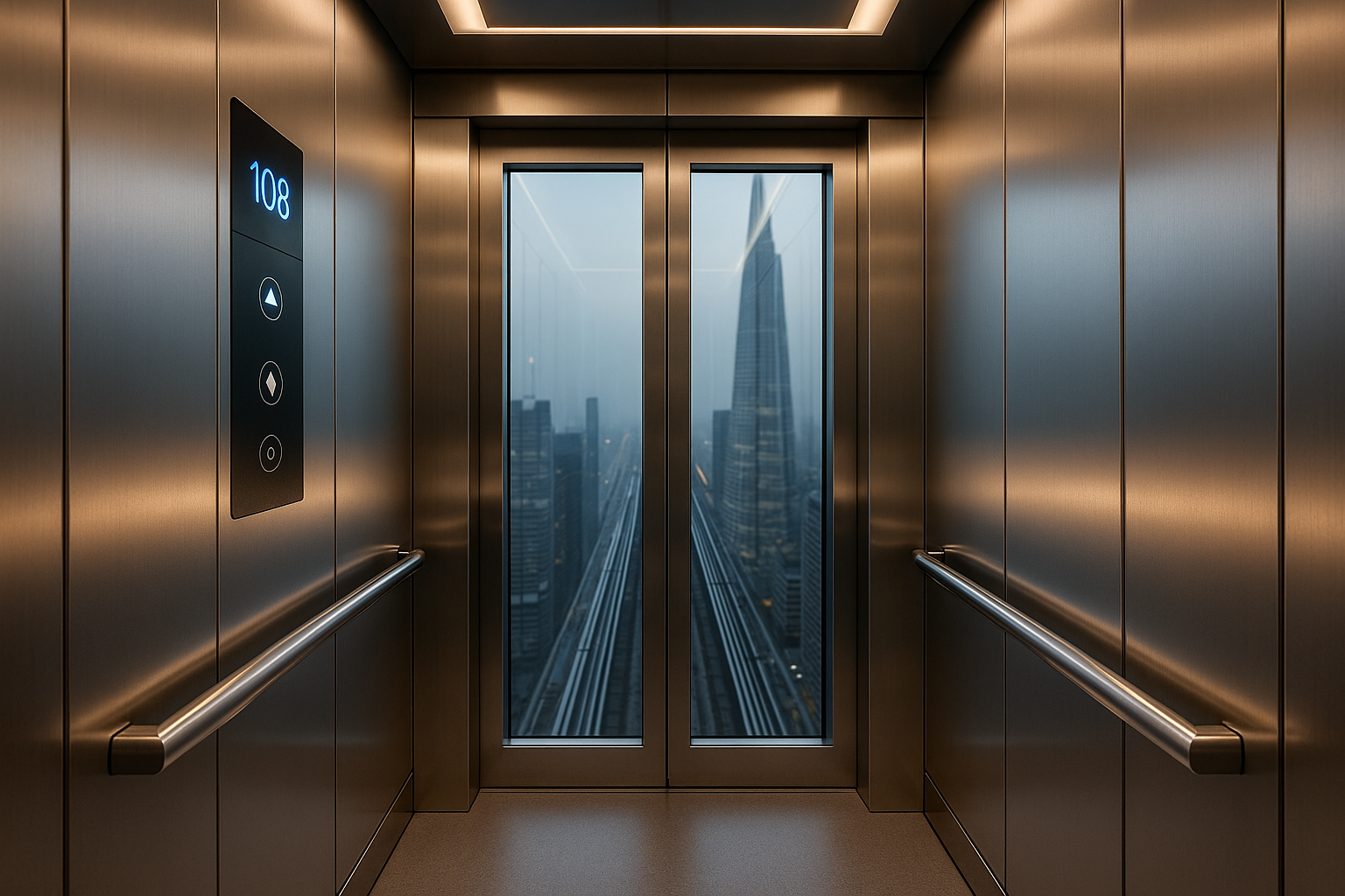 Ascensor futurista en un rascacielos